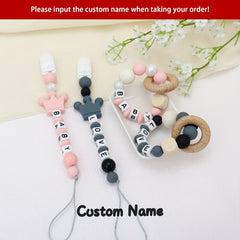 Personalized Baby Rattle & Dummy Clip Set with Custom Name