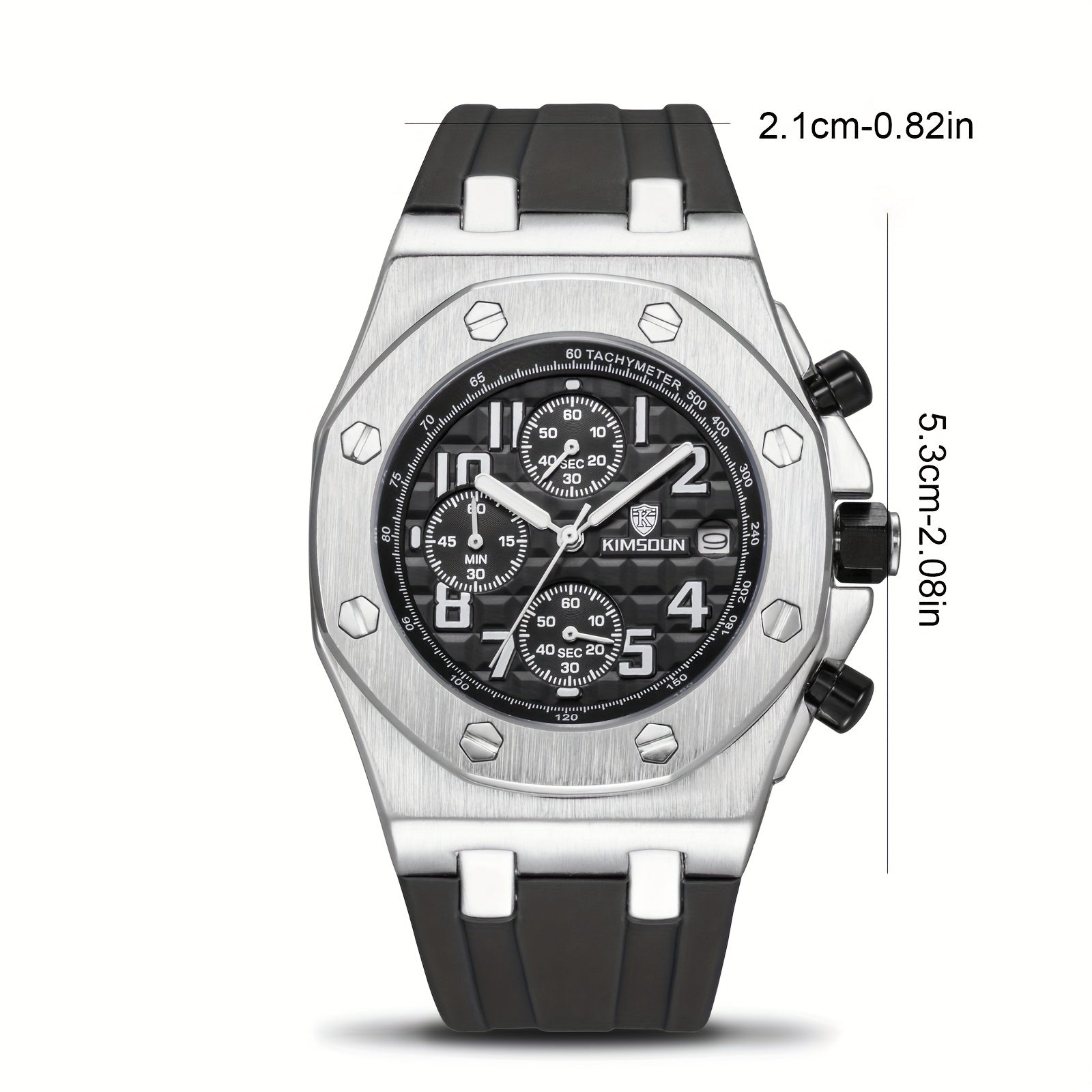 Men's 3-Eye Multifunction Silicone Strap Watch