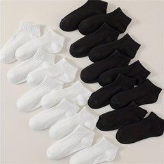 20 Pairs Solid Ribbed Socks Women's Stockings