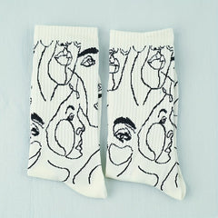 Abstract Pattern Crew Socks Soft & Comfy Women's Mid Tube Stockings