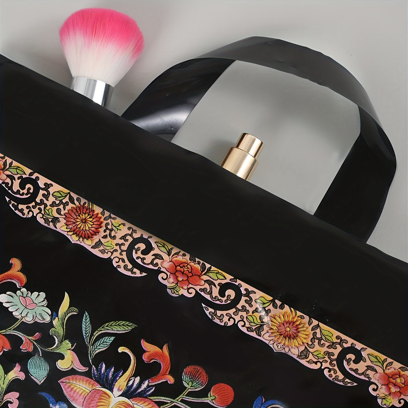 5pcs Flower Print Tote Bags Transparent Plastic Tote Bag