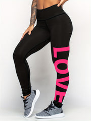 Letter Pattern Yoga Pants High Stretch Fitness Leggings
