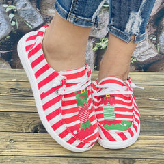 Women's Casual Christmas Socks Pattern Sneakers Flat Sports Outdoor Sneakers