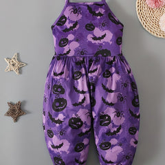 Girls' Halloween Bat Cami Jumpsuit - Sleeveless Cartoon Print