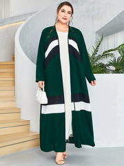 Striped Kaftan Dress Women's Abaya Robe Arabian Dress