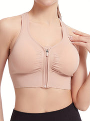 4pcs Front Zipper Sport Tank Bras Racerback Intimates Bras Women's Underwear