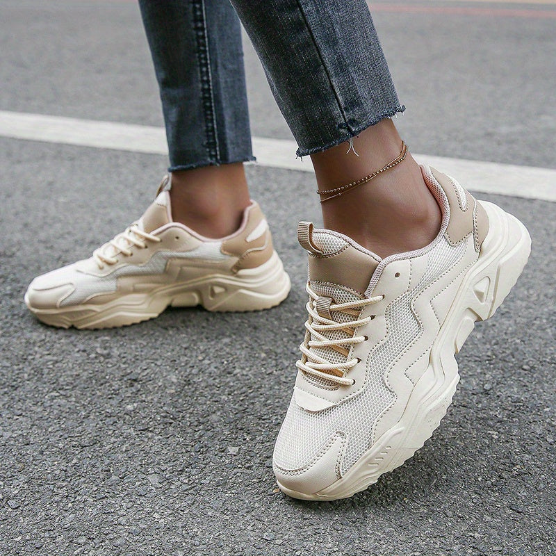 Women's Mesh Chunky Sneakers Breathable Low Top Running Sports Shoes