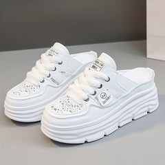 Women's Comfy Stylist Platform Chunky Half Slippers Walking Shoes
