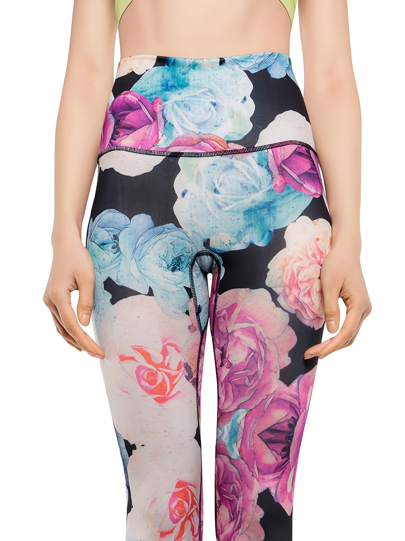 Floral Print High Waist Yoga Leggings Butt Lifting Slimming Sports Pants