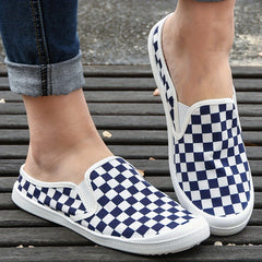 Checkboard Slip On Casual Shoes Lightweight Breathable Sport Running Sho