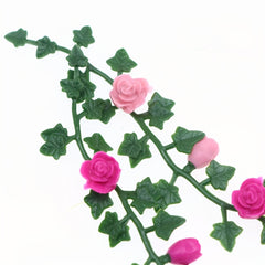 Dollhouse Flower Vine Pink & Green Plastic Mini Garden Scene Frame