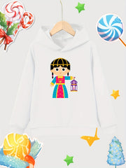 Girl Carrying Lantern Cotton Hooded Sweatshirt