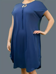 Plus Size Solid Short Batwing Sleeve Maxi Dress