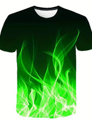 Boys' Flame Graphic T Shirt Active 3D Print Stretchy Short Sleeve Tee
