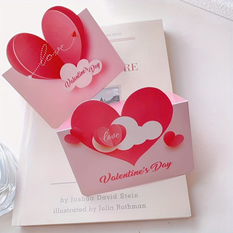 8pcs Heart-shaped Handwritten Greeting Cards Blank Wishes Message Postcards
