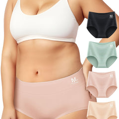 4 Pack Plus Size Casual Underwear Set Women's Plus Letter Print