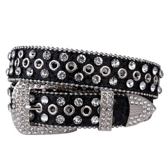 Glitter Belt Rhinestone Inlaid PU Belt Hip Hop Jeans Pants Belt