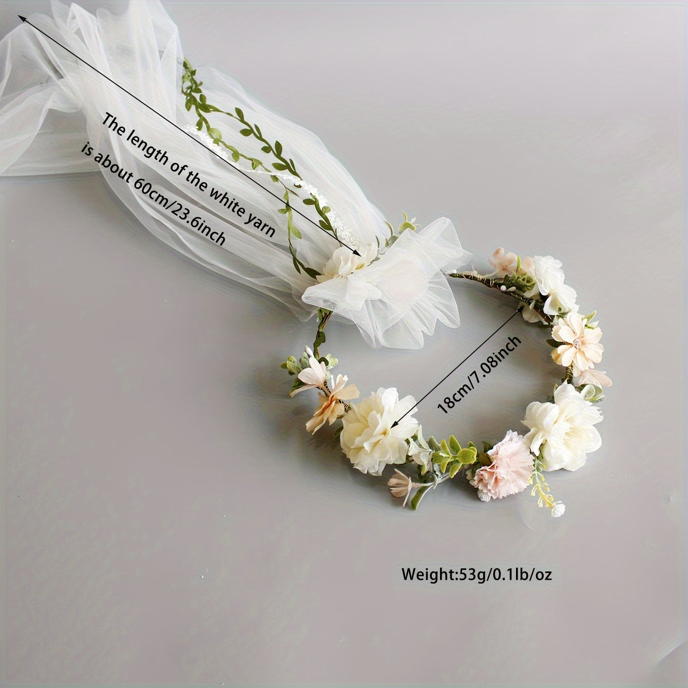 Bridal Veil Flower Crown and Sweet Double Layer Head Veil