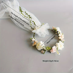 Bridal Veil Flower Crown and Sweet Double Layer Head Veil