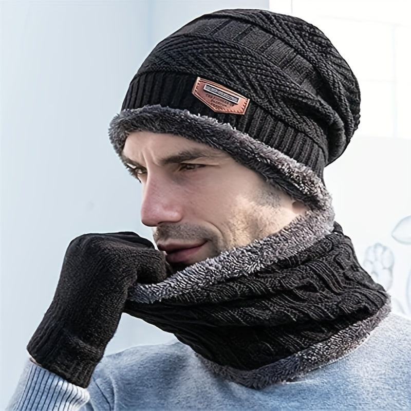 Winter Warm Beanie Hat & Scarf Gloves Set for Outdoor Activities