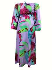Women's Plus Floral Lantern Sleeve Top & Skirt Set