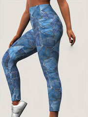 Denim Print High Waisted Skinny Leggings