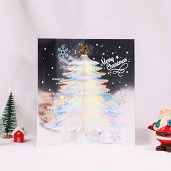 3D Christmas Greeting Card Glitter Luminous Dreamy Christmas Tree Blessing Gift