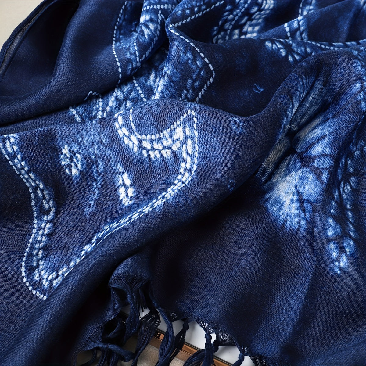 Vintage Tassel Scarf Printed Wrap Windproof Sunscreen Shawl Cape