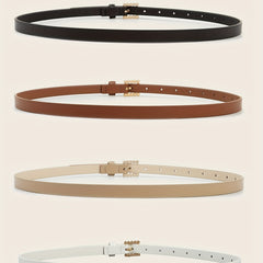 4pcs Girls PU Leather Belt w/ Faux Pearl Buckle for Jeans