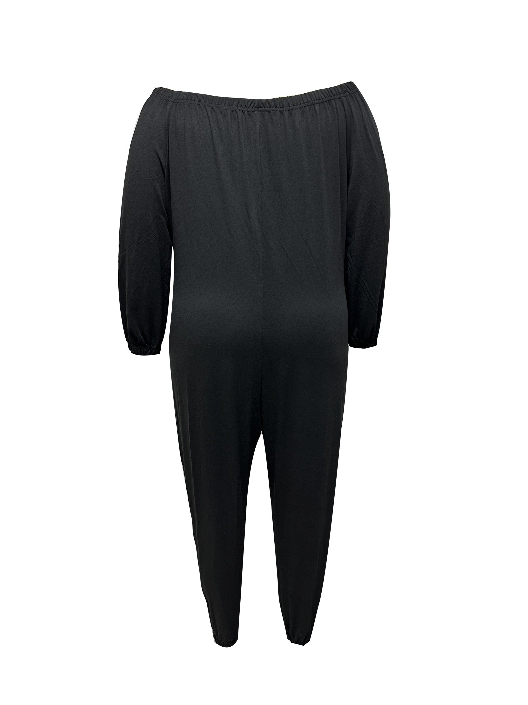 Off Shoulder Tapered Leg Jumpsuit with Pockets