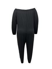 Off Shoulder Tapered Leg Jumpsuit with Pockets