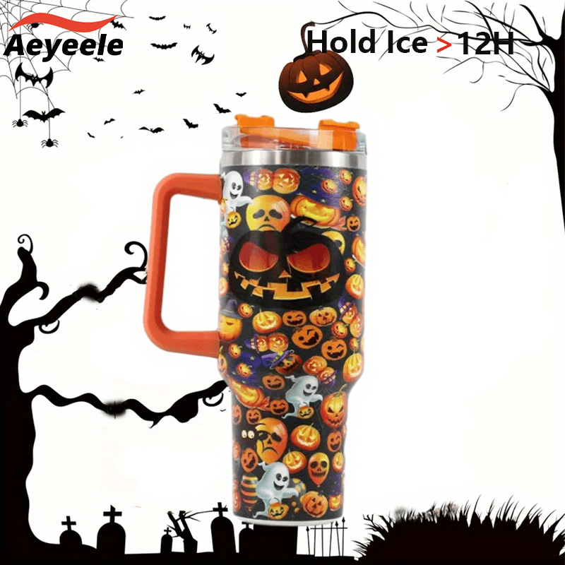 Aeyeele 40oz Pumpkin Series Water Bottle Portable Insulated Cup
