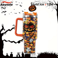 Aeyeele 40oz Pumpkin Series Water Bottle Portable Insulated Cup