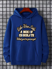Men's Chocolate Print Hoodie, Drawstring Sweatshirt
