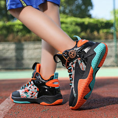 Boy's Block Basketball Shoes Non Slip Sneakers, Lace Up, Indoor Outdoor Training