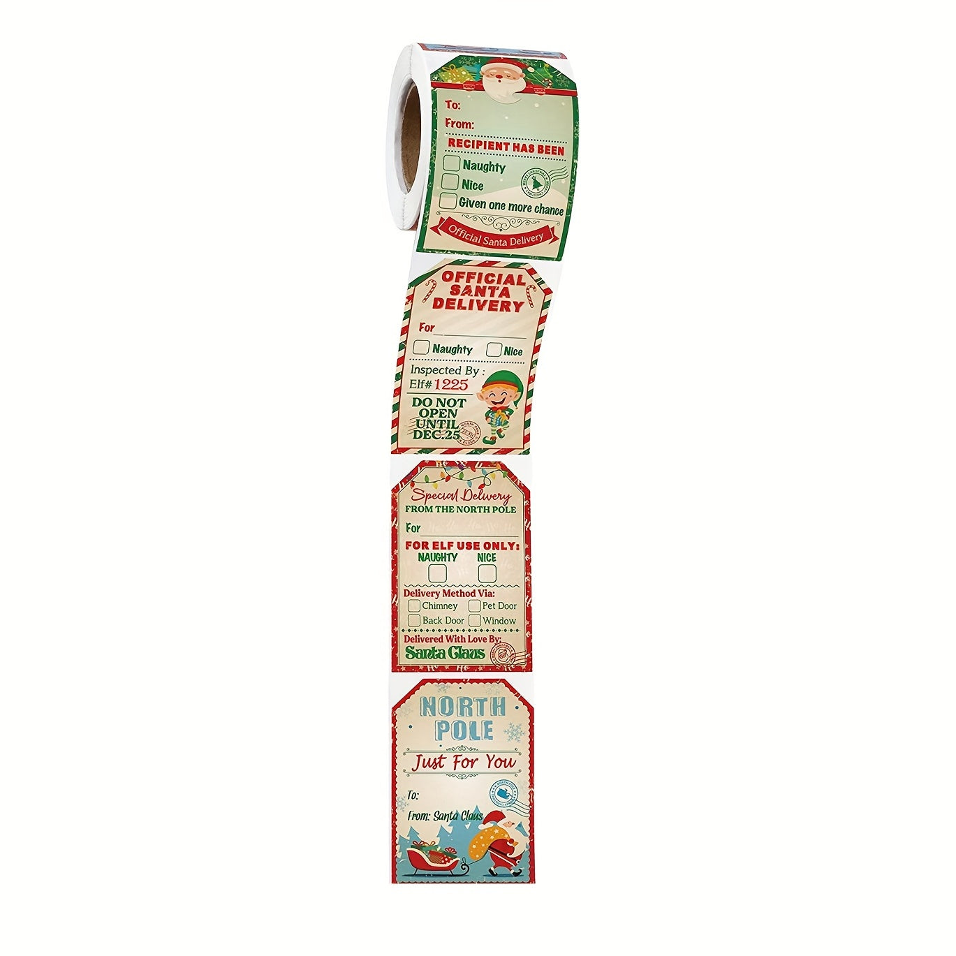 200 Christmas Holiday Decoration Stickers Roll Self adhesive Labels