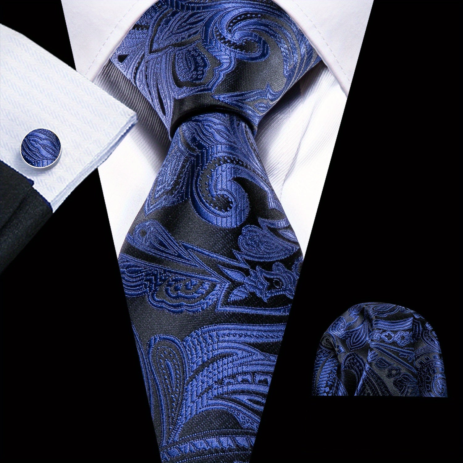 Barry Wang Men's Green Paisley Floral Tie Set