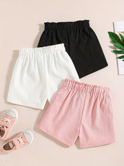 3pcs Toddler Girls Paperbag Waist Shorts Set