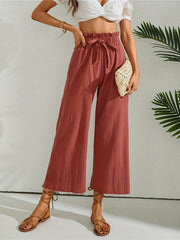 Wide Leg Lace Up Waist Pants