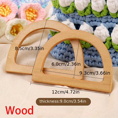 2pcs Wooden D-shaped Handles Suitcases DIY Cosmetic Bag Portable Semi Circle