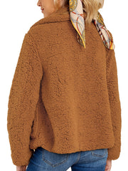 Women's Faux Fur Oversized Waterfall Collar Coat Casual Fuzzy Jacket