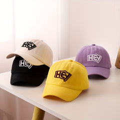 Boys Casual Thin Cap With HEY Embroidery - Baseball Cap