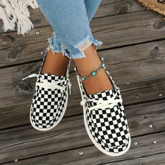 Women's Plaid Pattern Flat Outdoor Sports Board Shoes