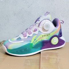Boys High Top Basketball Shoes with Rotating Buckle
