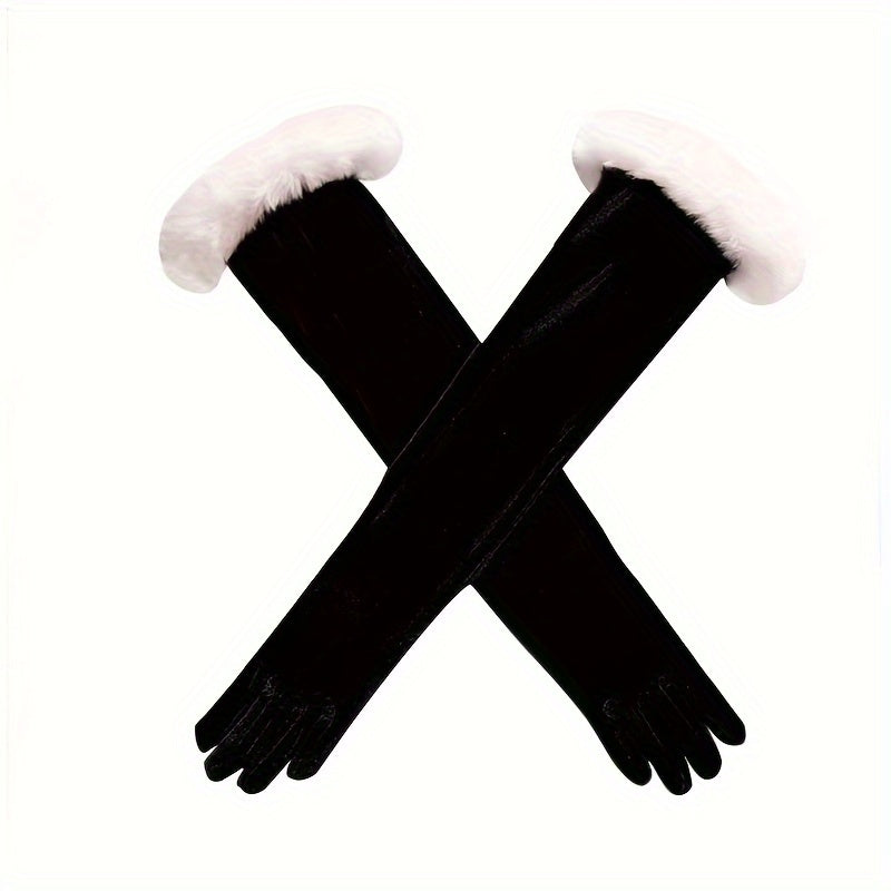 Red Velvet Gloves Christmas Party Long Birthday Dinner Cosplay Costume Accessori