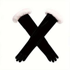 Red Velvet Gloves Christmas Party Long Birthday Dinner Cosplay Costume Accessori