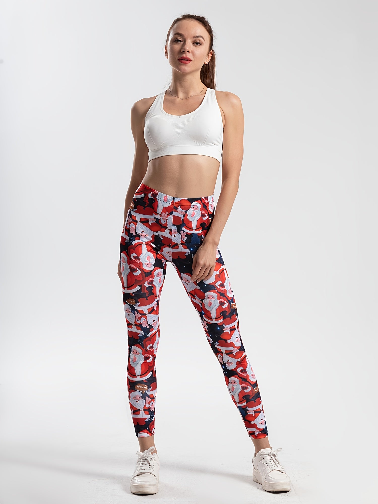 Women's Santa Claus Print Yoga Leggings Stretchy Activewear