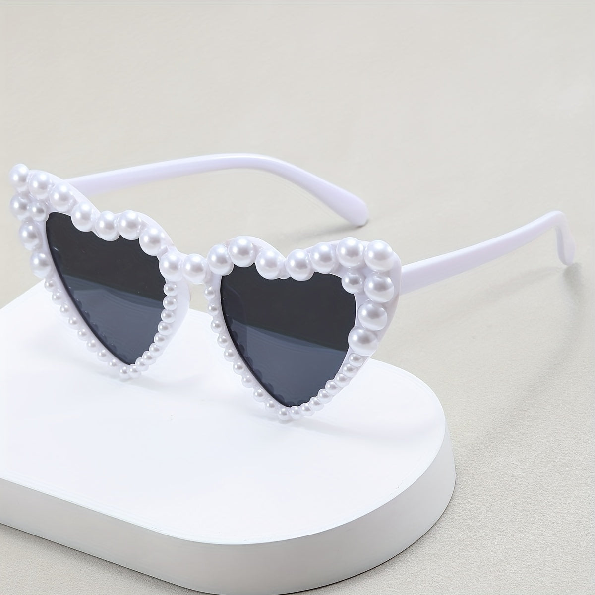 Heart Sunglasses Faux Pearl Decor Photo Prop Glasses