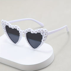 Heart Sunglasses Faux Pearl Decor Photo Prop Glasses