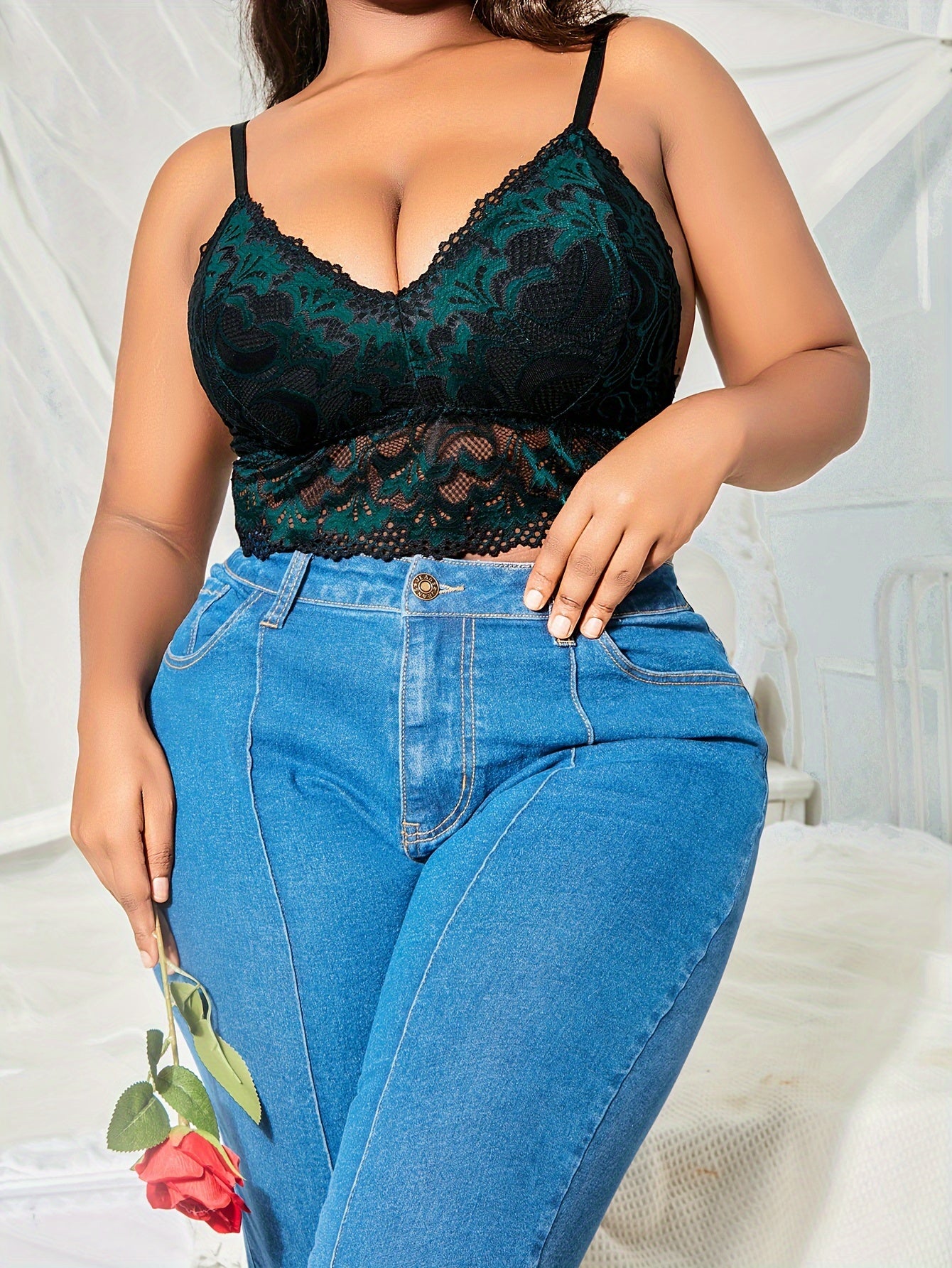 Lace V Neck Longline Bra
